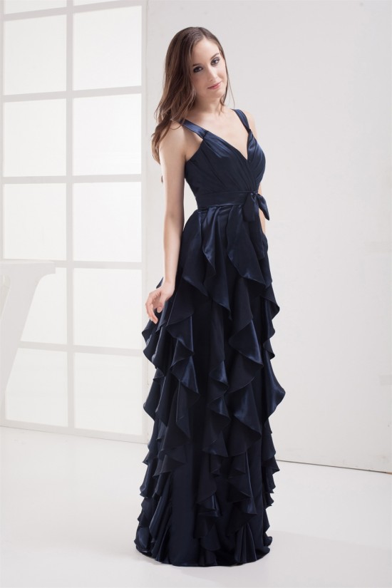 Sheath/Column Spaghetti Straps Cascading Ruffles Long Prom Evening Formal Dresses 02020394 Sheath/Column Spaghetti Straps Cascading Ruffles Long Prom Evening Formal Dresses 02020394