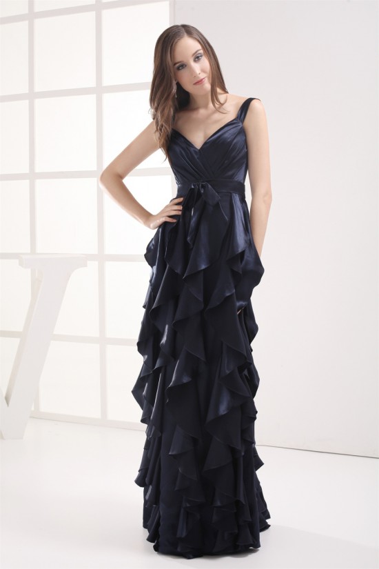 Sheath/Column Spaghetti Straps Cascading Ruffles Long Prom Evening Formal Dresses 02020394 Sheath/Column Spaghetti Straps Cascading Ruffles Long Prom Evening Formal Dresses 02020394