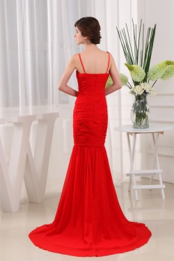 Mermaid/Trumpet Spaghetti Straps Sleeveless Long Red Prom/Formal Evening Dresses 02020396