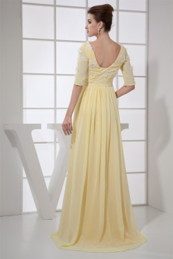 A-Line Half Sleeve Square Ankle-Length Chiffon Prom/Formal Evening Mother of the Bride Dresses 02020398