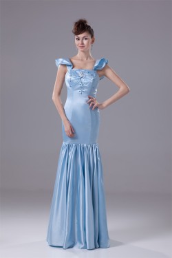 Mermaid/Trumpet Square Silk like Satin Long Prom Evening Formal Dresses 02020399