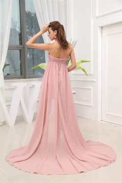A-Line Strapless Bows Sleeveless Chiffon Beaded Prom/Formal Evening Dresses 02020400