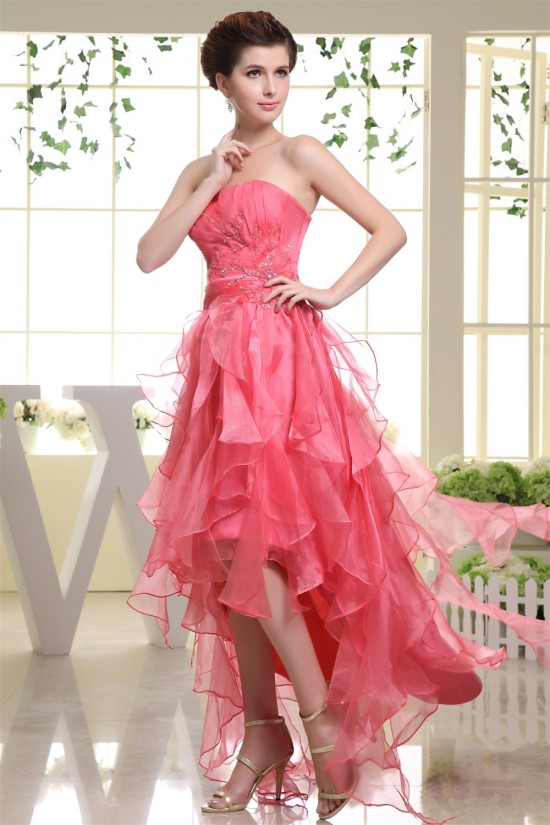 High Low Strapless Beading Asymmetrical Organza Prom/Formal Evening Dresses 02020402 High Low Strapless Beading Asymmetrical Organza Prom/Formal Evening Dresses 02020402
