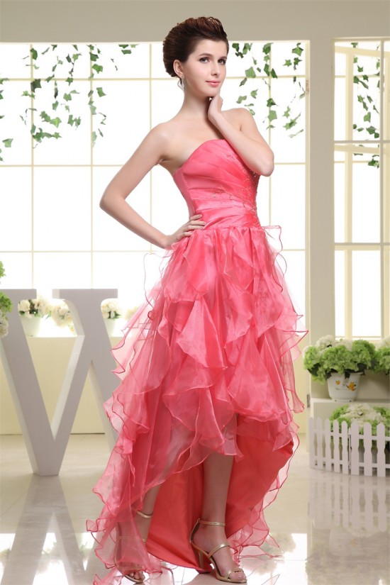 High Low Strapless Beading Asymmetrical Organza Prom/Formal Evening Dresses 02020402 High Low Strapless Beading Asymmetrical Organza Prom/Formal Evening Dresses 02020402