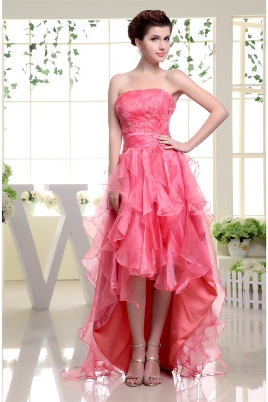 High Low Strapless Beading Asymmetrical Organza Prom/Formal Evening Dresses 02020402 High Low Strapless Beading Asymmetrical Organza Prom/Formal Evening Dresses 02020402