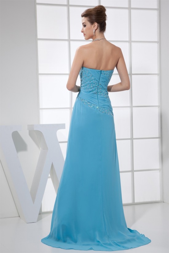 Sheath/Column Strapless Beading Chiffon Long Blue Prom/Formal Evening Dresses 02020403 Sheath/Column Strapless Beading Chiffon Long Blue Prom/Formal Evening Dresses 02020403