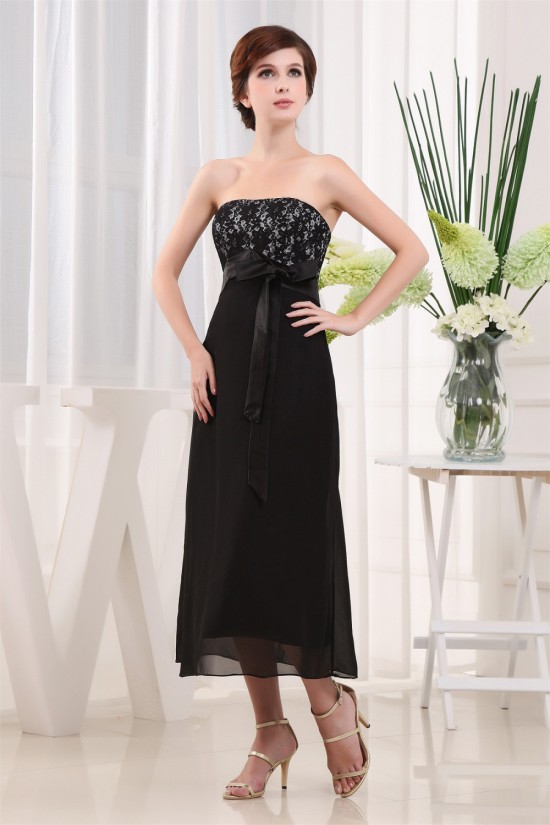 A-Line Strapless Chiffon Lace Black Prom/Formal Evening Bridesmaid Dresses 02020405 A-Line Strapless Chiffon Lace Black Prom/Formal Evening Bridesmaid Dresses 02020405