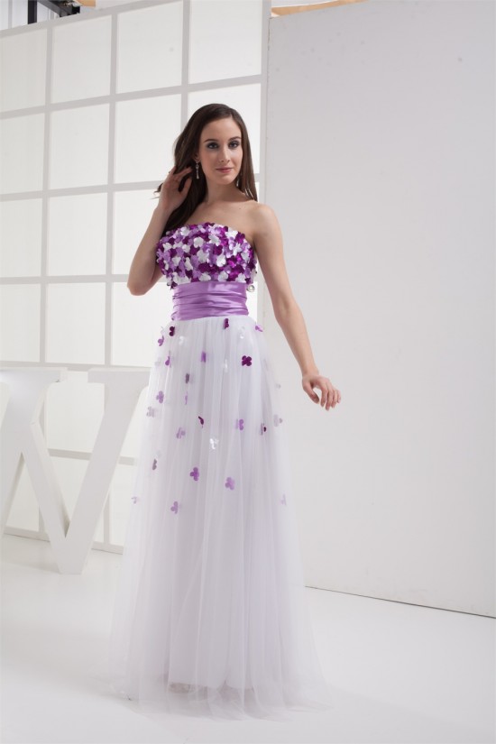 Sheath/Column Strapless Sleeveless Handmade Flowers Prom/Formal Evening Dresses 02020408