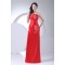 Strapless Silk like Satin Sheath/Column Beaded Long Red Prom/Formal Evening Dresses 02020409