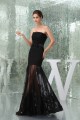 Elegant Strapless Sleeveless Floor-Length Chiffon Lace Long Black Prom/Formal Evening Dresses 02020411