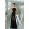 Elegant Strapless Sleeveless Floor-Length Chiffon Lace Long Black Prom/Formal Evening Dresses 02020411
