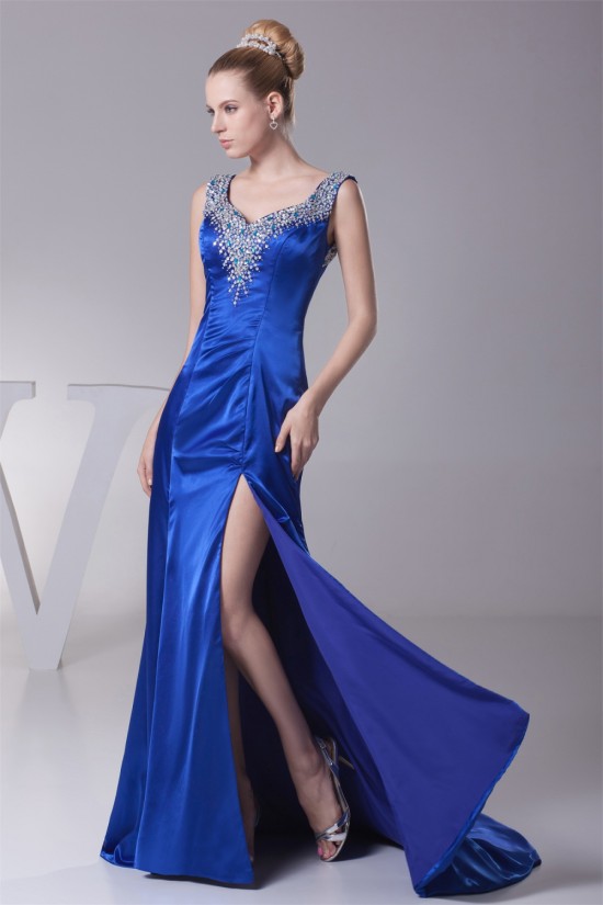 Straps Beading Sheath/Column Brush Sweep Train Prom/Formal Evening Dresses 02020412