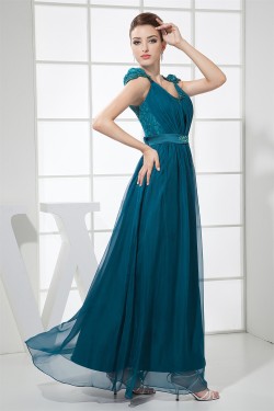 A-Line Cap Straps Beading Chiffon Lace Prom/Formal Evening Dresses 02020413