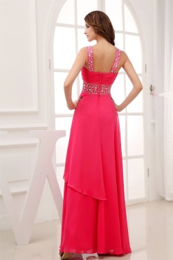 A-Line Beaded Straps Chiffon Long Prom/Formal Evening Dresses 02020415