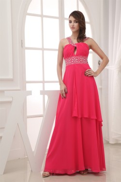 A-Line Beaded Straps Chiffon Long Prom/Formal Evening Dresses 02020415