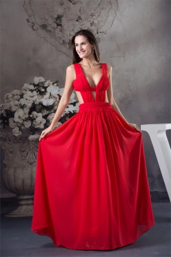 A-Line Chiffon Long Red Floor-Length Prom/Formal Evening Dresses 02020417