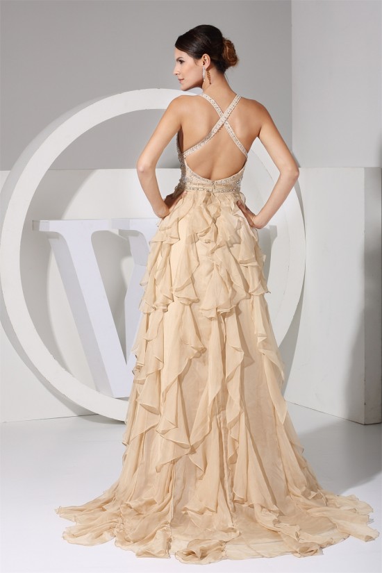 Sheath/Column Beaded Straps Chiffon Prom/Formal Evening Dresses 02020418 Sheath/Column Beaded Straps Chiffon Prom/Formal Evening Dresses 02020418