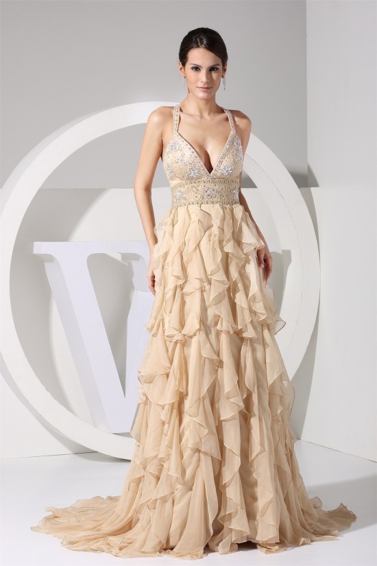 Sheath/Column Beaded Straps Chiffon Prom/Formal Evening Dresses 02020418 Sheath/Column Beaded Straps Chiffon Prom/Formal Evening Dresses 02020418