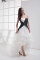 A-Line Sweetheart Sleeveless Cascading Ruffles Black White Prom/Formal Evening Dresses 02020423