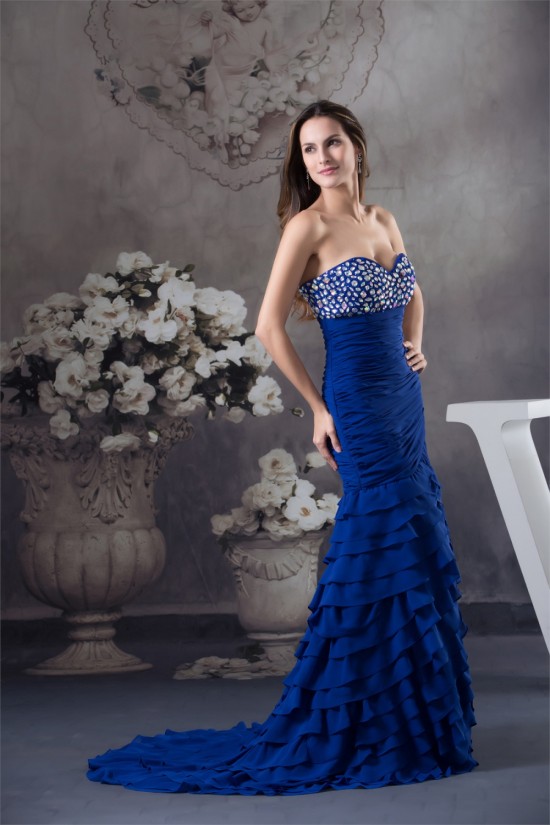 Trumpet/Mermaid Sweetheart Beading Chiffon Prom Evening Formal Dresses 02020426