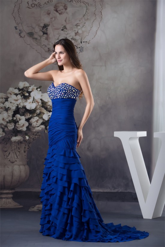 Trumpet/Mermaid Sweetheart Beading Chiffon Prom Evening Formal Dresses 02020426