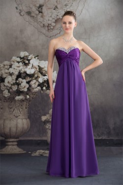 Empire Sweetheart Chiffon Silk like Satin Long Purple Beading Prom/Formal Evening Dresses 02020429