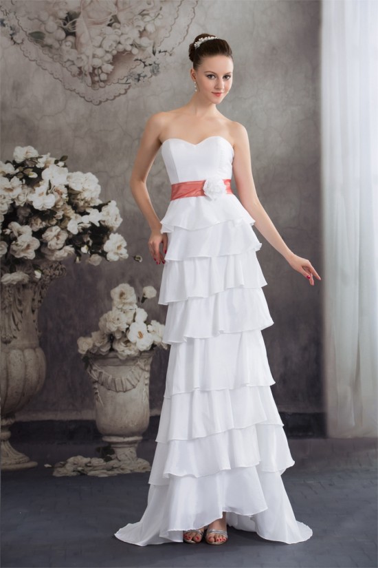 Sweetheart Short Sleeve Taffeta Bows Puddle Train Prom/Formal Evening Dresses 02020437