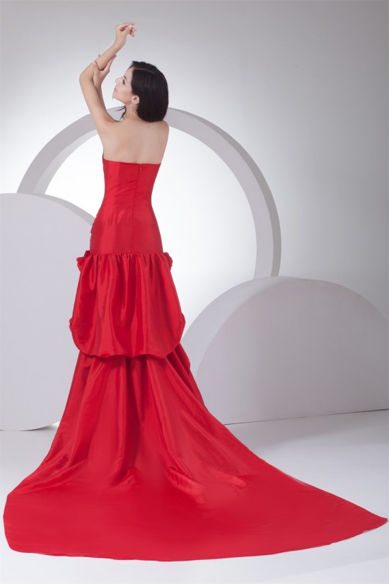 Trumpet/Mermaid Taffeta Sleeveless Handmade Flowers Prom/Formal Evening Dresses 02020446