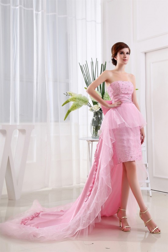 Taffeta Tulle Strapless Beading Sleeveless Prom/Formal Evening Dresses 02020448
