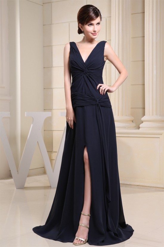 A-Line V-Neck Criss Cross Brush Sweep Train Chiffon Prom/Formal Evening Dresses 02020452 A-Line V-Neck Criss Cross Brush Sweep Train Chiffon Prom/Formal Evening Dresses 02020452