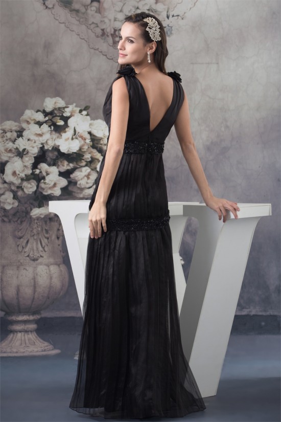 Sheath/Column V-Neck Beaded Long Black Prom/Formal Evening Dresses 02020453