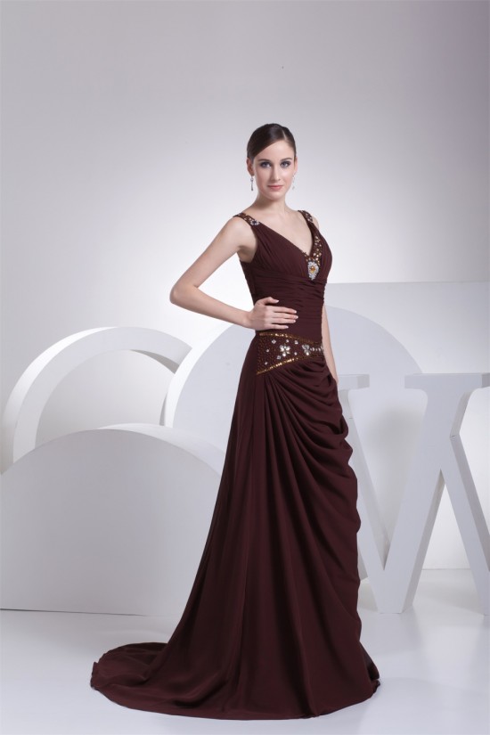 A-Line V-Neck Chiffon Beading Sleeveless Prom/Formal Evening Dresses 02020454 A-Line V-Neck Chiffon Beading Sleeveless Prom/Formal Evening Dresses 02020454