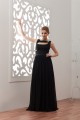 A-Line Beading Floor-Length Square Long Black Chiffon Prom/Formal Evening Dresses 02020456