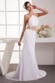 Trumpet/Mermaid Halter Chiffon Sleeveless Beaded Long White Prom/Formal Evening Dresses 02020458