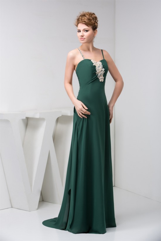 Sheath/Column Spaghetti Straps Brush Sweep Train Prom Evening Bridesmaid Dresses 02020463