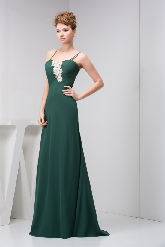 Sheath/Column Spaghetti Straps Brush Sweep Train Prom Evening Bridesmaid Dresses 02020463