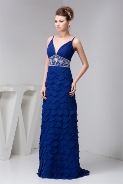 Sheath/Column Spaghetti Straps Brush Sweep Train Prom Evening Dresses 02020464