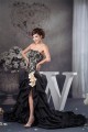 A-Line Strapless Satin Taffeta Lace Handmade Flowers Prom/Formal Evening Dresses 02020465