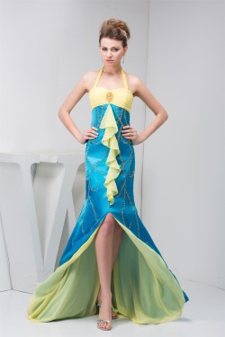 Trumpet/Mermaid Beading Brush Sweep Train Halter Prom/Formal Evening Dresses 02020474