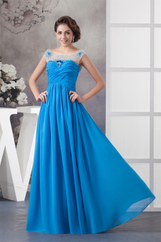 A-Line Beading Sleeveless Scoop Floor-Length Prom/Formal Evening Dresses 02020475