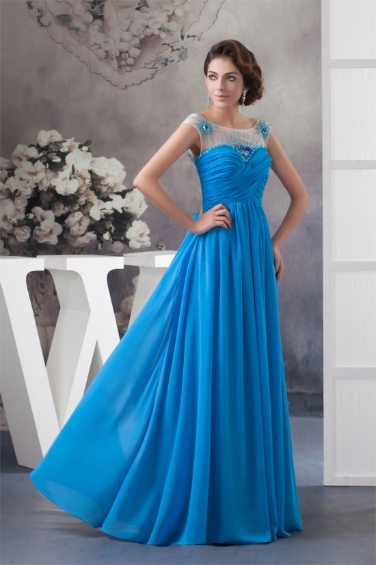 A-Line Beading Sleeveless Scoop Floor-Length Prom/Formal Evening Dresses 02020475