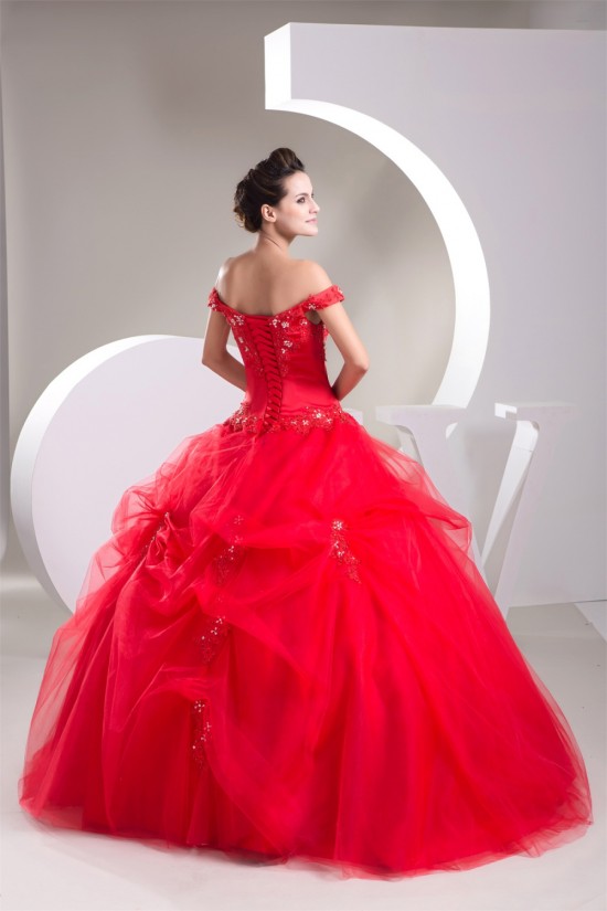 Ball Gown Beading Brush Sweep Train Off-the-Shoulder Formal Wedding Dresses 02020476