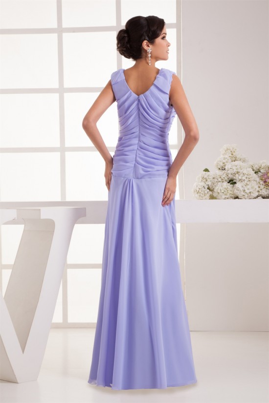 Beading Chiffon Fine Netting A-Line V-Neck Prom/Formal Evening Dresses 02020478