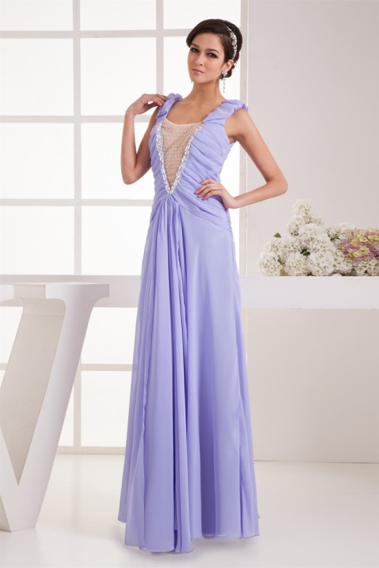 Beading Chiffon Fine Netting A-Line V-Neck Prom/Formal Evening Dresses 02020478