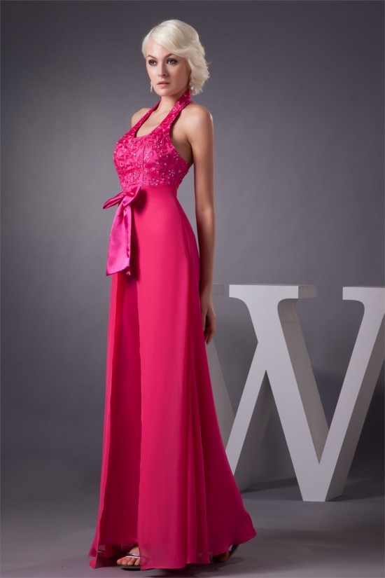 Beading Chiffon Floor-Length Sheath/Column Halter Prom/Formal Evening Dresses 02020479