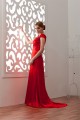 Brush Sweep Train A-Line Portrait Elastic Woven Satin Prom/Formal Evening Dresses 02020489