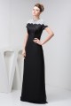 Brush Sweep Train Chiffon Lace High-Neck Prom/Formal Evening Dresses 02020492