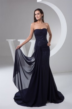 Brush Sweep Train Chiffon Sweetheart Mermaid/Trumpet Prom/Formal Evening Dresses 02020493