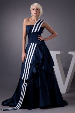 Cascading Ruffles One-Shoulder A-Line Taffeta Prom/Formal Evening Dresses 02020498