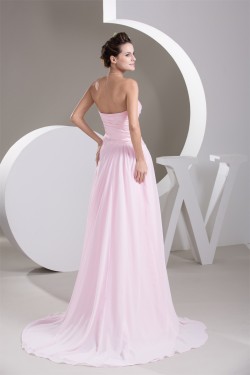Chiffon Beading A-Line Soft Sweetheart Sleeveless Prom Evening Bridesmaid Dresses 02020500